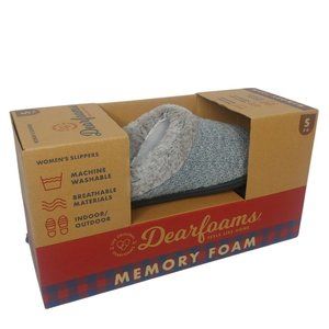 Dearfoams Womens Small 5-6 Sweater Knit Clog Memory Foam Slipper Gray NIB NEW